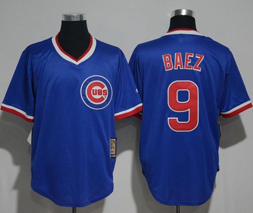 Cubs #9 Javier Baez Blue Cooperstown Stitched MLB Jersey - Click Image to Close